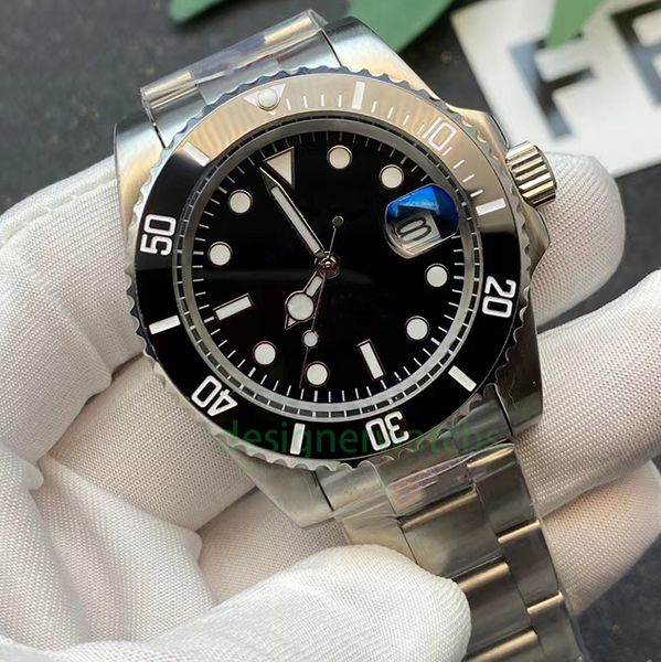 

luxury watch mens classic designer automatic movement ceramic ring size 41mm stainless steel strap casual business can add zc, Slivery;black