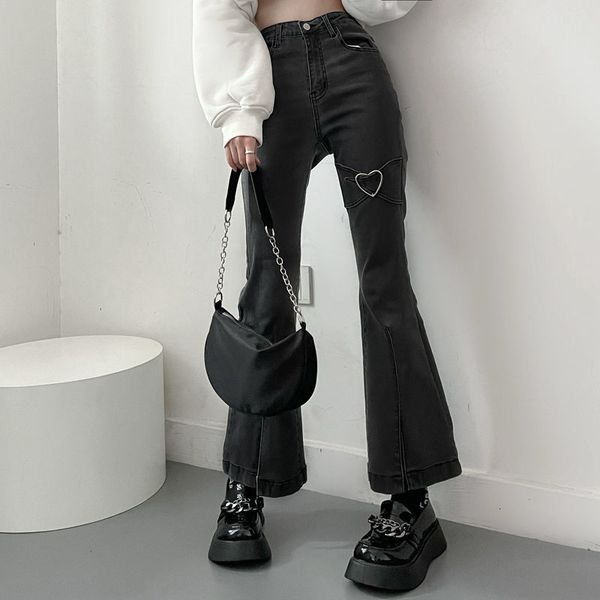 

women's jeans for women vintage black denim flare pants streetwear high waist slim mom trouser harajuku y2k 230224, Blue