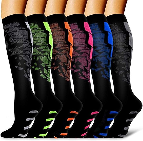 

socks hosiery copper compression socks women men6 pairs - for running sports hiking flight travel pregnancy 230224, Black;white