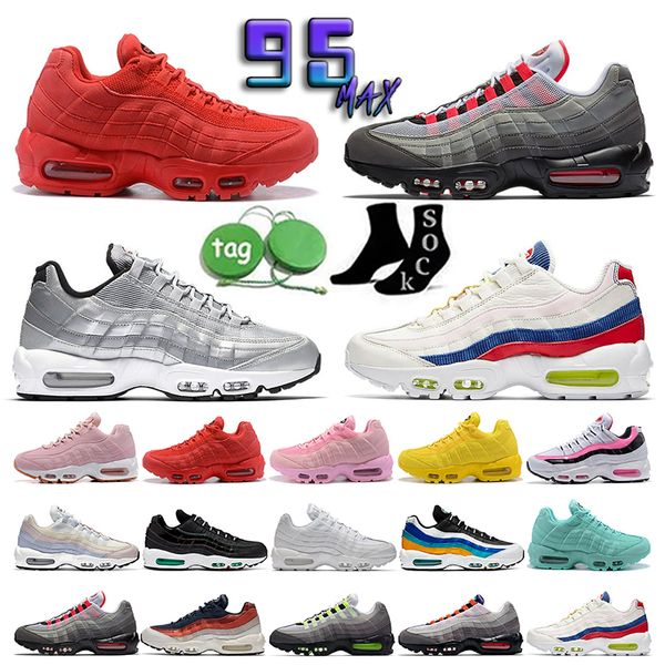 

2023 classic mens 95 airmaxs running shoes greedy chaussures 95s air neon triple black white khaki total orange grape safari designer men sp