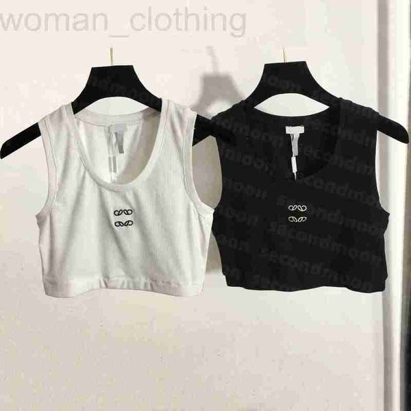 

designer womens crop embroidery letter knits vest designer breathable knitted vests women outdoor sport camis lro2, White