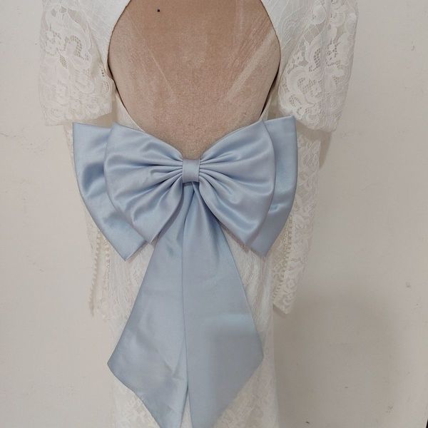 

waist chain belts wholesale blue big satin bow wedding dress belt ribbons bridal garter ivory detachable knots large ladies weddving accesso