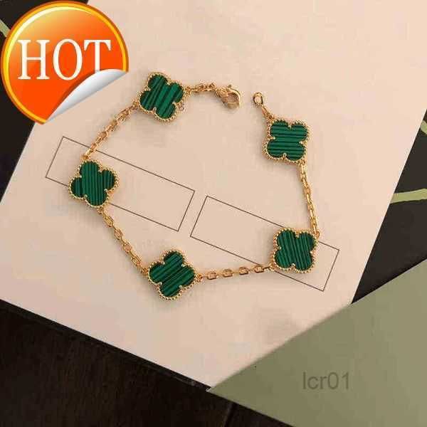 

classic fashion 4/four leaf clover bracelets charm bangle chain 18k gold agate shell mother-of-pearl for women girl wedding mother' day, Golden;silver