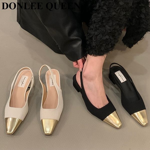 

sandals fashion women shoes slingbacks thick heels elegant pumps for party wedding shoe square toe mules casual mary janes mujer 230224, Black