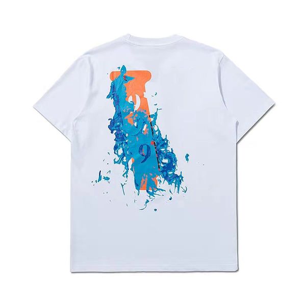 

mens t shirts women designers t-shirts apparel man casual back blue flame 999 letter pattern shirt luxurys clothing street shorts, White;black