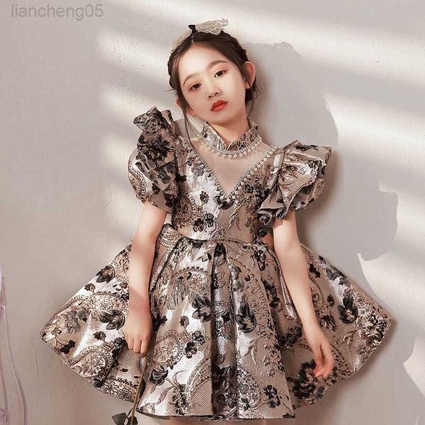 girl's dresses baby girls first birthday party dress luxury 2023 designer formal pshoot children ball gowns princess prom evening dress, Red;yellow