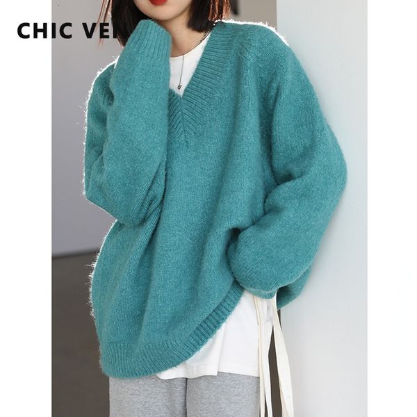 

women's sweaters chic ven women's sweater knitted solid v neck casual female loose long sleeve pullovers female lady coat autumn, White;black