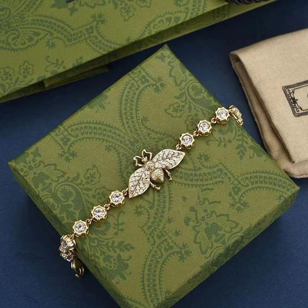

designer bracelet light luxury european and american retro classic bee diamond bracelet fashion simple birthday gift no box, Black