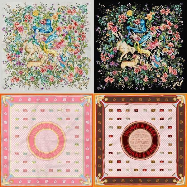 

printed silk scarf small square scarf female summer thin section neck hundred with protection cervical scarf summer 53x53cm, Blue;gray