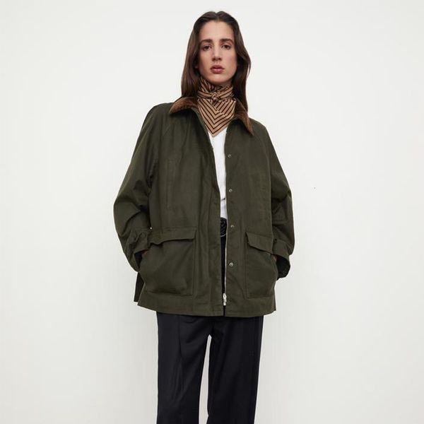 

women s jackets tot e autumn and winter silhouette stitching windproof side slit warm army green jacket 230223, Black;brown