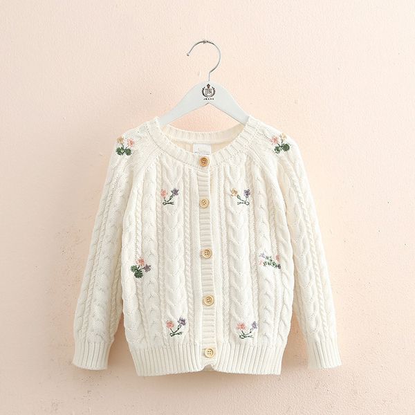 

cardigan autumn spring 3-8 10 12 years child baby flower embroidery knitted long sleeve cardigan sweaters jacket toddler kids girls 230224, Blue