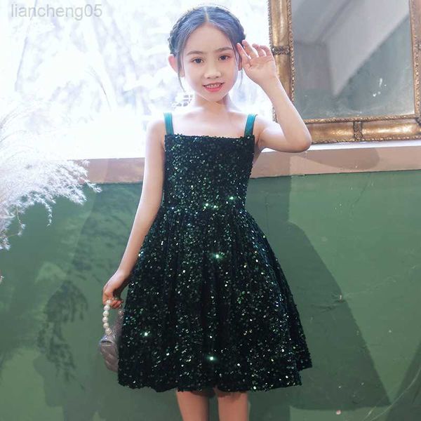 

girl's dresses baby girls dark green sparkling sequin princess ball gown kids birthday party evening perfrmance boutique dresses y798 w, Red;yellow