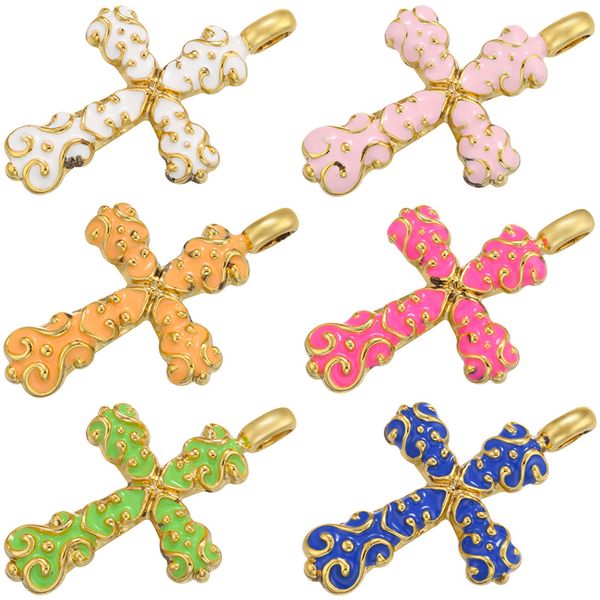 

designer luxury gold color new cross enamel pendant drop oil pendant for women diy handmade necklace jewelry accessories wholesale, Silver