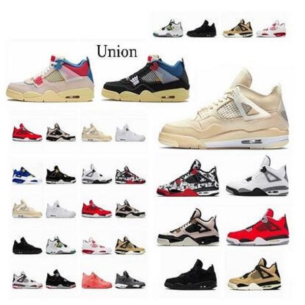 

2021 new 4 4s jumpman basketball shoes metallic purple red green bred splatter black cat what the men mens sport sneakers shoe211f