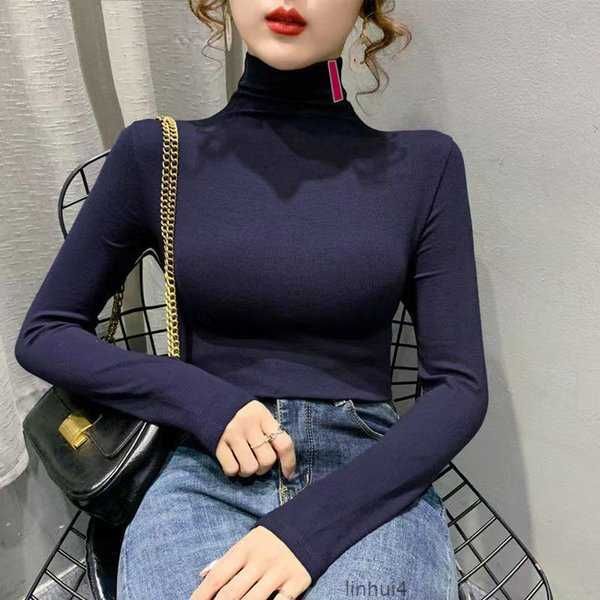 

knits tees high neck turtleneck designer woman sweater blouse shirts womens lady slim s-3xl 4i9j, White