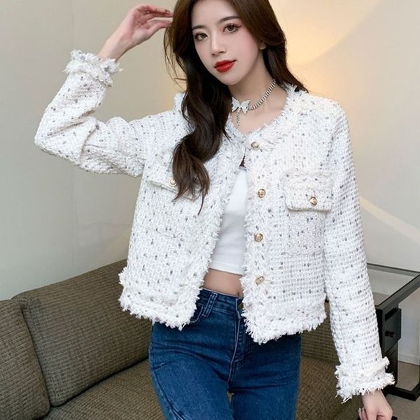 

womens jackets wdmsna single breasted pockets short coat autumn and winter korean tweed for women long sleeve outside wear 230224, Black;brown