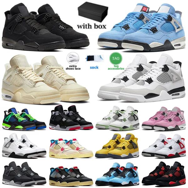 

men basketball shoes 4s jumpman 4 military black cat kaws grey sail white cement cactus jack women trainers outdoor sneakers solosneaker