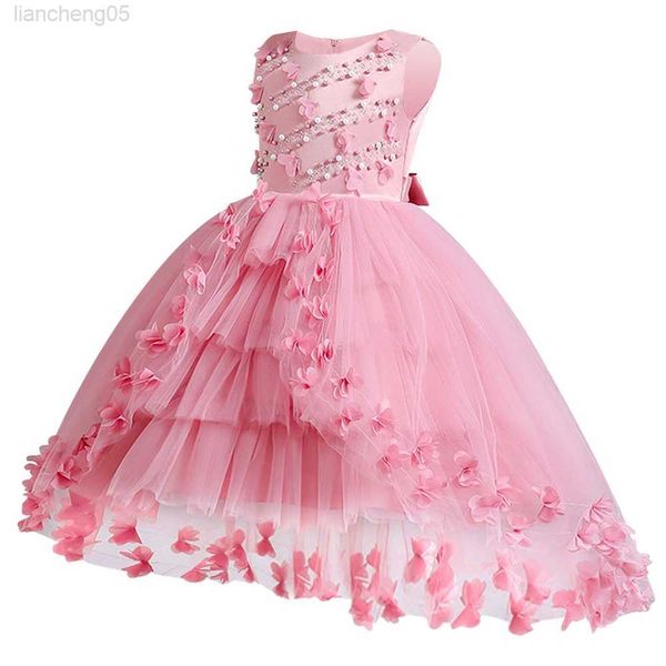 

girl's dresses 2022 elegant ladies' new children's dress children's dress three dimensional flower princess dress girls&, Red;yellow