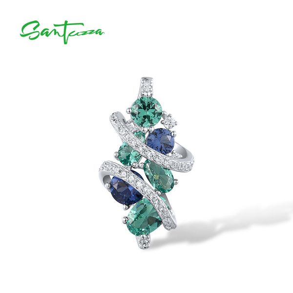 

pendant necklaces santuzza pure 925 sterling silver pendant for women sparkling green blue spinel white cz pendant gorgeous trendy fine jewe