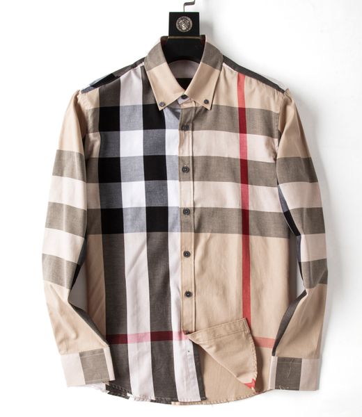 

new men's casual plaid shirt luxury slim long-sleeved leisure business clothing spring and autumn plaid brand -4xl 02, White;black