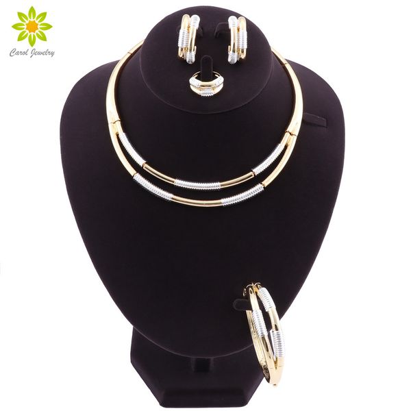 

wedding jewelry sets women bridal african beads jewelry sets for wedding party dress accessories set earrings bracelet necklace ring 3colors, Slivery;golden