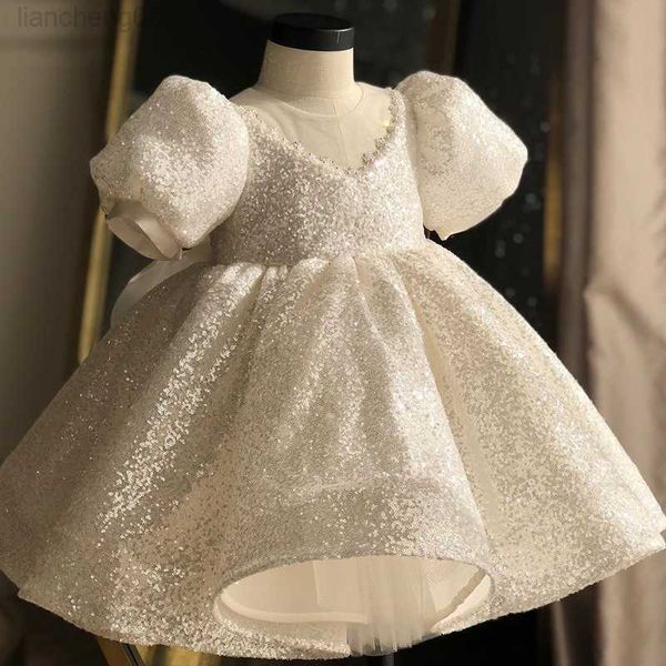 

girl's dresses summer sequins white dresses for girls christening puffy bow 1st birthday wedding party princess dress evening birdemaid, Red;yellow