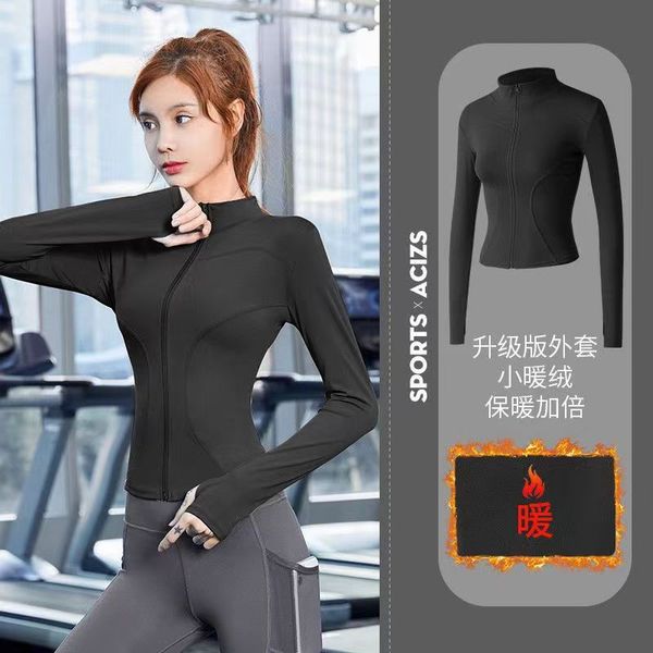 

sports coat women's tight yoga clothes quick dry long-sleeved zipper cardigan running fitness clothes jacket summer style, White;red