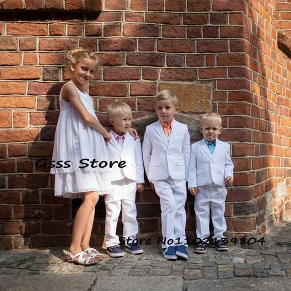 

clothing sets suit for boys white wedding tuxedo 3 piece kids blazer pants vest formal party dress slim fit jacket w0224