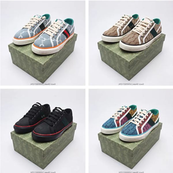 

2023new tennis 1977 canvas casual shoes plate-forme designers womens shoe italy green and red web stripe rubber sole stretch cotton low mens, Black