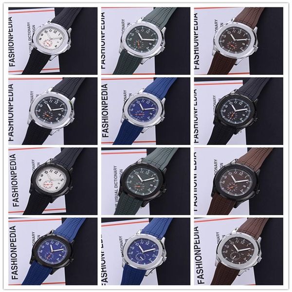 

new arrival sport 43mm quartz mens watch dail rubber strap with date wristwatches 17colors watches180c, Slivery;brown