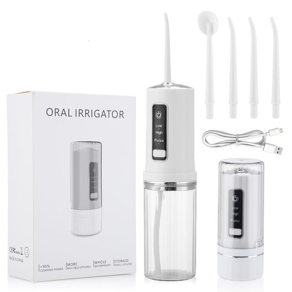 

other oral hygiene electric irrigator detachable dental water flosser portable teeth clean 230ml tank ipx7 4pcs nozzels cleaner 230224
