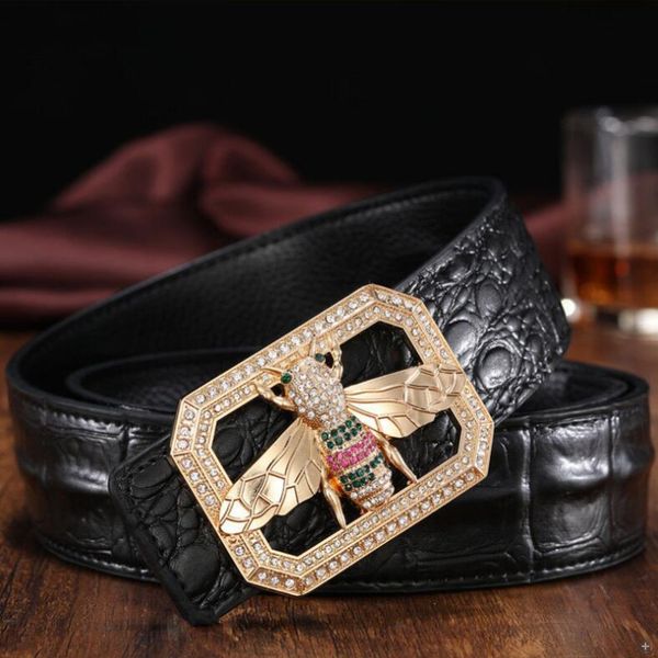 

waist chain belts men and women fashion shiny bee design buckle shaper leather 230223