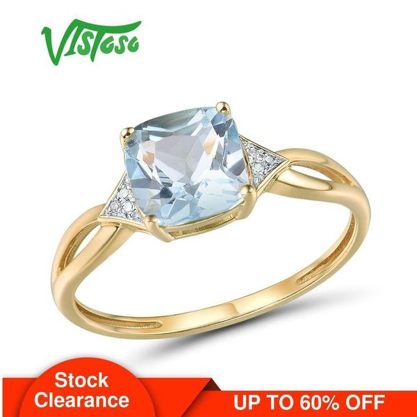 

with side stones vistoso 14k 585 yellow gold ring for women diamond sky blue z rings 585 real original anniversary fine jewelry 230223, Silver