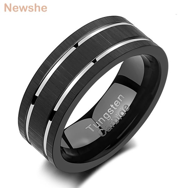 

band rings she black wedding bands for men tungsten carbide silver color grooved line matte brushed size 813 trx075 230224