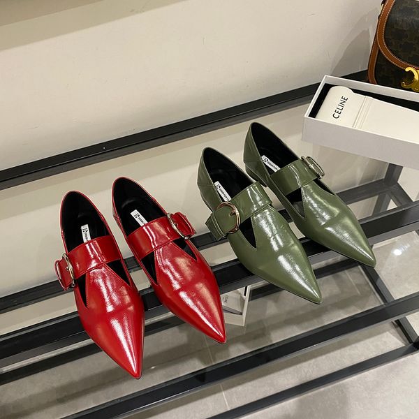 

dress shoes pointed toe women loafers casual daily belt buckle hollow mary janes black white green red ladies autumn woman 3539 230224