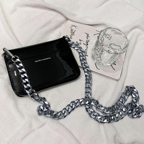 

ins thick metal chain shoulder bag luxury women totes bike wallet mini bag coin purse fashion women pack leather crossbody bags