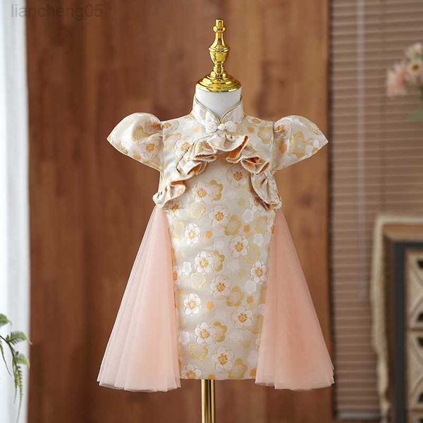

girl's dresses toddler girls chinese style sweet cheongsam princess dress kids girl birthday party performance boutique dresses y819 w0, Red;yellow