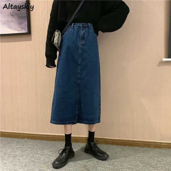 

skirts skirts women retro denim vintage trendy korean daily a-line simple design womens skirt chic popular stylish empire girls faldas l2302, Black