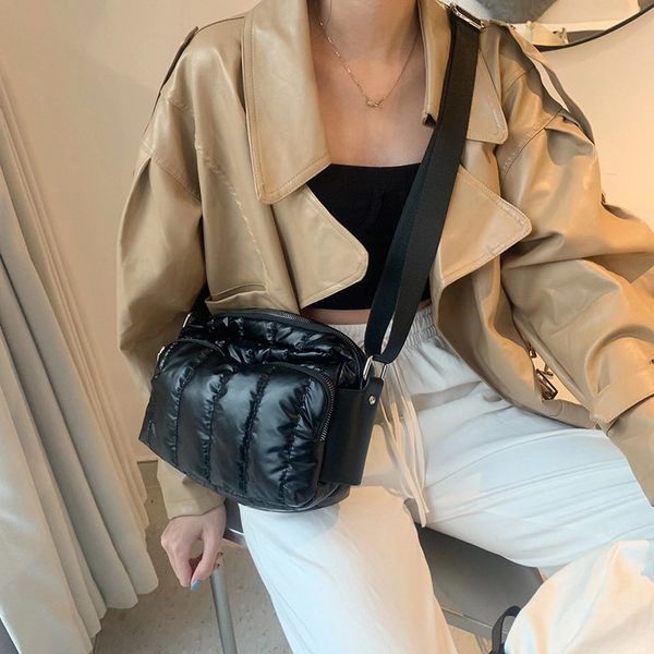 

evening bags luxury space cotton shoulder for women winter crossbody down bag designer handbag wide strap messenger pack 230224