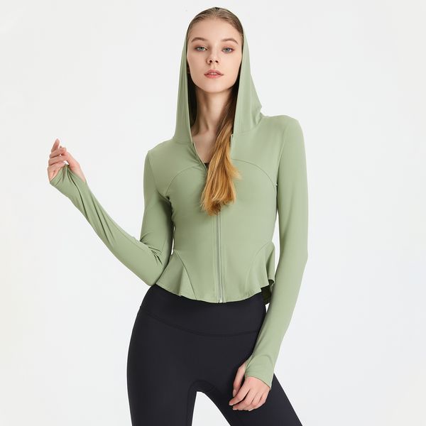 

women's blouses shirts lycra nude zipper hoodie yoga shirt long sleeve jacket slim skinny sports fast drying fitness solid color 230223, White