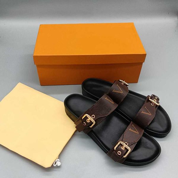 

designer luxury brand sandals designer slippers slides floral brocade genuine leather flip flops women shoes sandal with dustbag by brand 00, Black