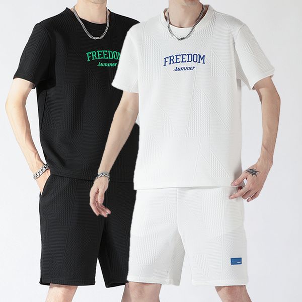 

men s tracksuits 2 piece set summer casual clothes sports wear athletic sets shorts 230224, Gray