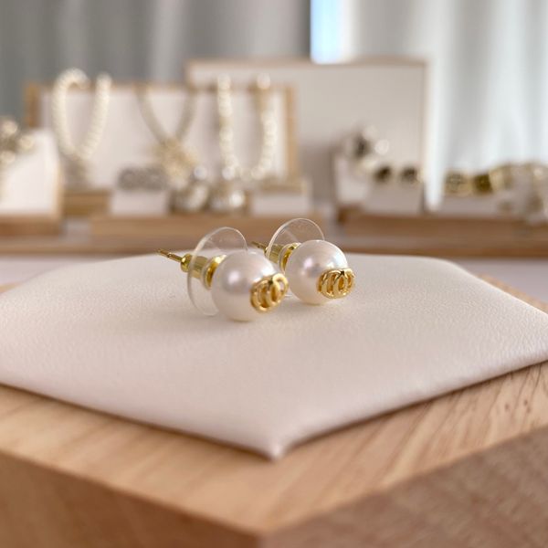 

tiny stud earrings 19 styles channel pearl diamond drop gold earrings designer for woman fashion brand not fade silver wedding earring, Golden;silver