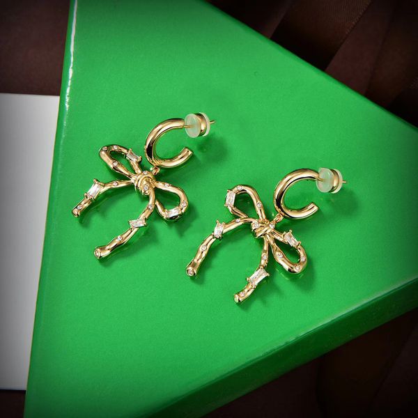 

botiega bowknot earrings designer studs dangle for woman gold plated 18k t0p quality fashion classic style never fade gift for girlfriend 03, Silver