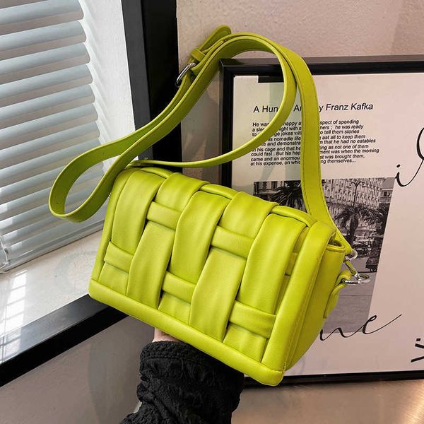 

evening bag pu leather shoulder bag fashion women 2022 trend solid color woven s