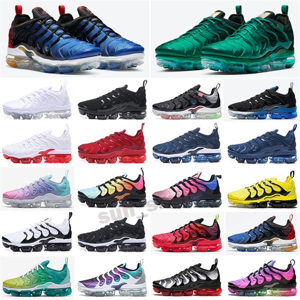 

tn plus men women running shoes triple black white dmp sunset hyper red blue volt fashion mens trainers sports sneakers size 36-47309m