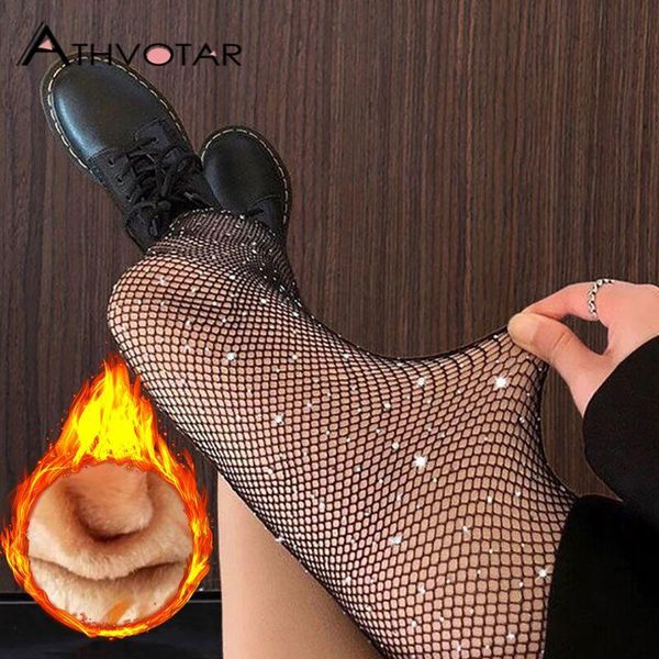 

socks hosiery athvotar pantyhose women fake translucent black mesh female autumn winter velvet elegant thicken warm socks pantyhose 230224, Black;white