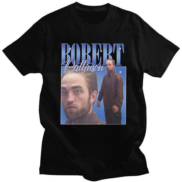 

men's t-shirts funny robert pattinson standing meme t shirt men pre-shrunk cotton tee rob tshirts short sleeved fashion t-shirt merch, White;black