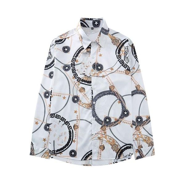 

fashion gold blue casual shirts men slim fit long sleeve red chemise homme social 3d floral print silk shirt mens club prom dress shirt, White;black