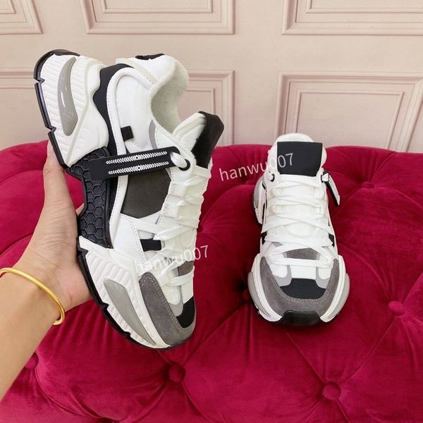 

designer women sneakers calfskin casual shoes men stylist reflective shoe trainers patchwork leisure shoes size35-45, Black